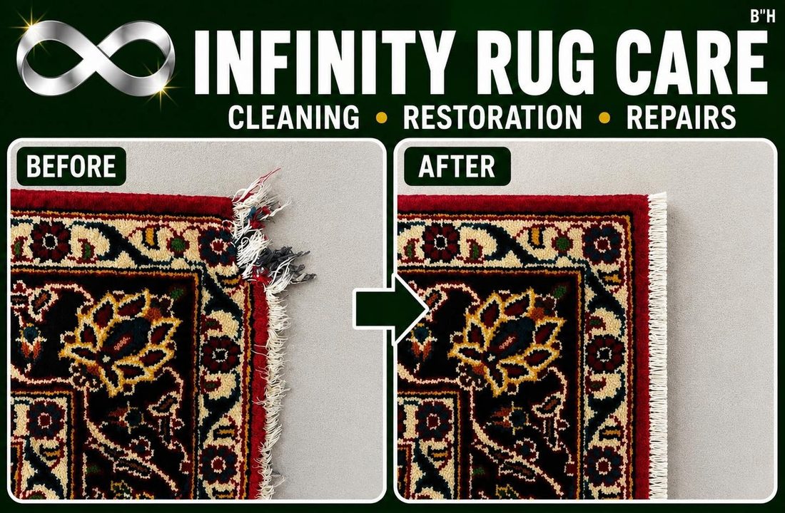 Rug Fringe Repair before & after