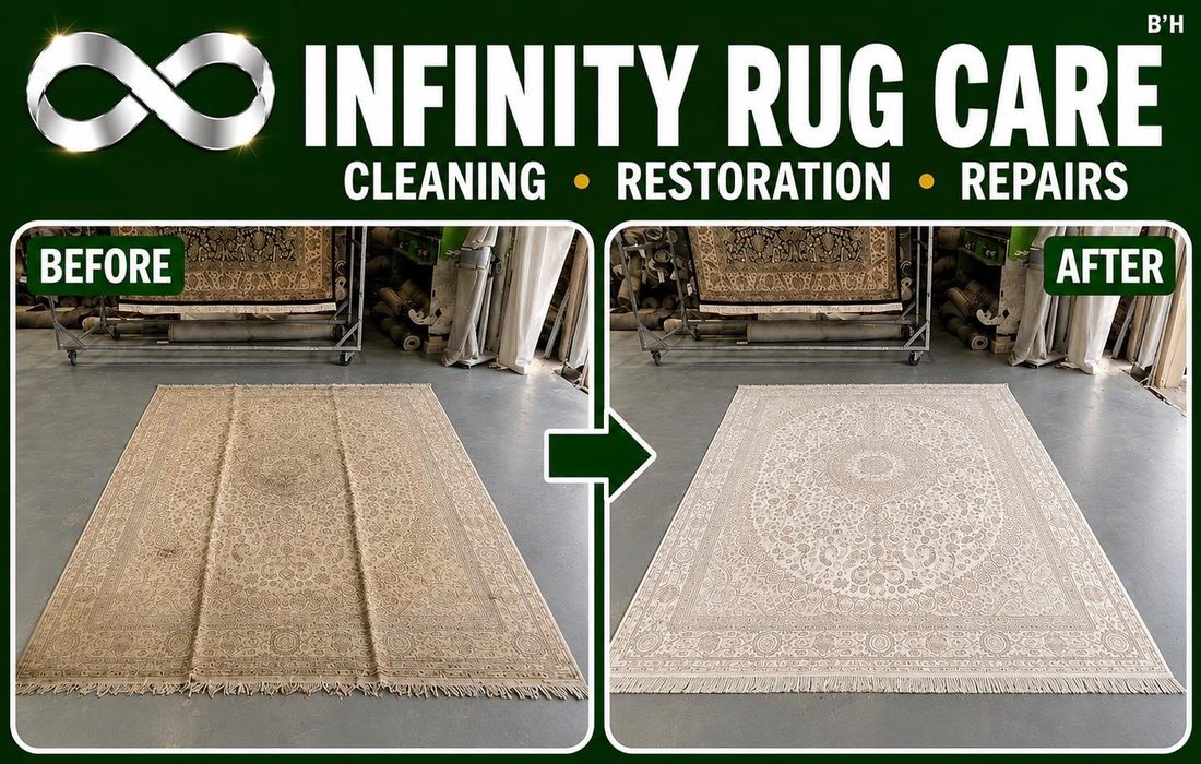 Silk Rug Cleaning before & after